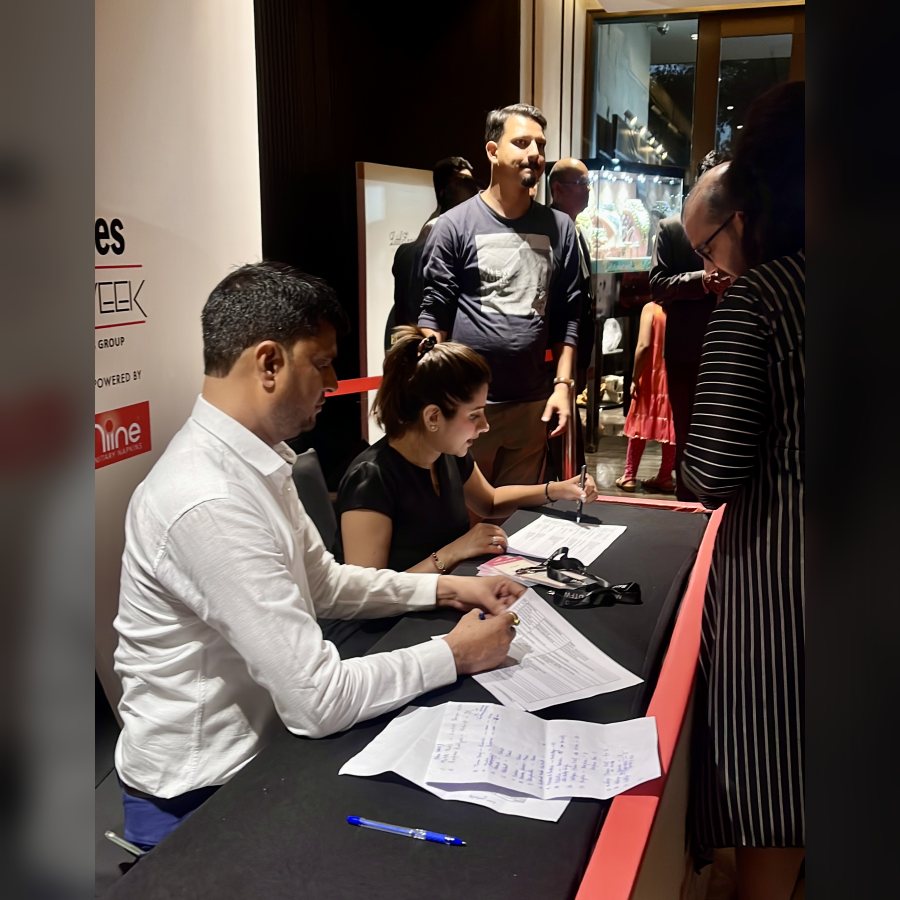 Registration desk team at a fashion week show