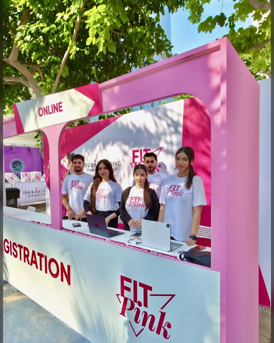 Fit Pink registration crew at a Dubai community event
