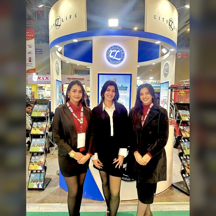 Stand hostesses at a City Life trade show