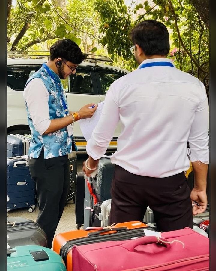 Luggage and room management at a wedding guest arrival
